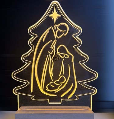 Lampada Led Plexiglass Natività Famiglia