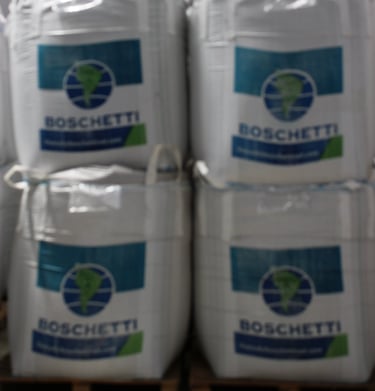 a stack of bags with the word BOSCHETTI on the middle of the bag and the same logo of the image