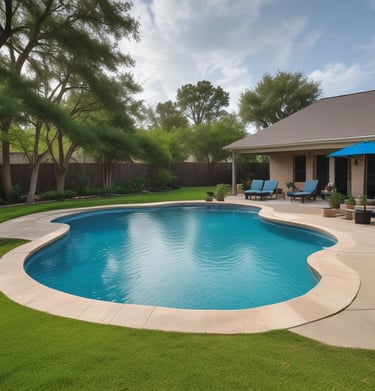 A family enjoying a clean and well-maintained pool on a sunny day.