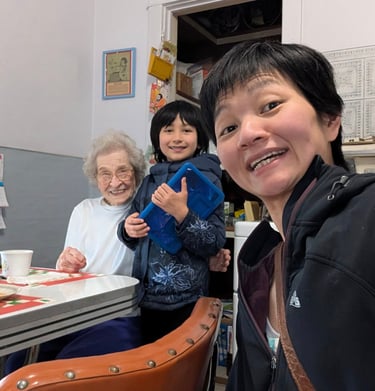 Visiting our friend, Julie, who's 104 yo!