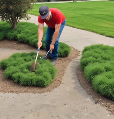 Close-up of neatly trimmed hedges framing a cozy front yard.