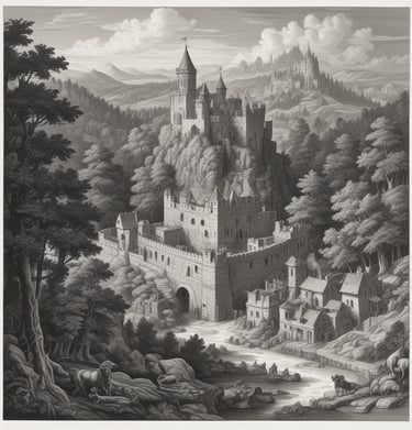 A distant, ominous tower piercing the sky, the ultimate goal of Galen’s quest.