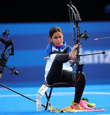 Sheetal Devi, Indian para-archer, aiming at the target using her feet, showcasing strength & courage