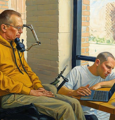 homem sendo autonomo com auxilio de tecnologia assistiva