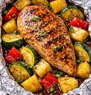 Teriyaki Chicken Pineapple Foil Wrap