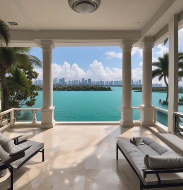 A serene bedroom in Coconut Grove with soft teal accents and calming coastal decor.