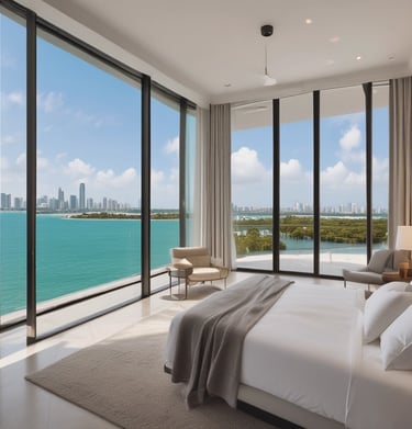 An inviting outdoor patio in Aventura with modern furniture and lush greenery.