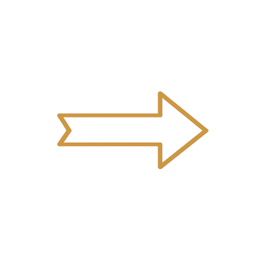 A gold outline of a right-pointing arrow icon isolated on a solid black background.