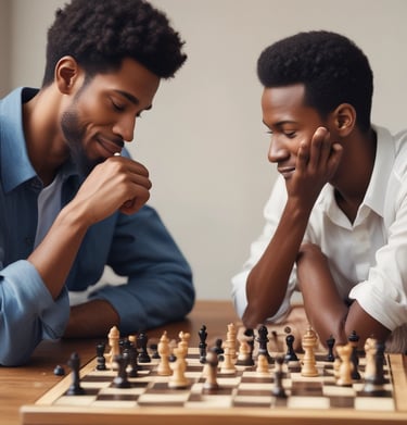 An adult chess tournament in progress with players intently studying the board.