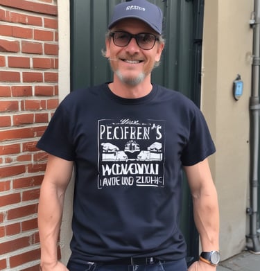 Customer happily receiving a packaged custom t-shirt order at home.