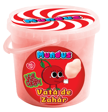 Desert pentru copii – vată de zahăr cu aroma de cireșe Mundus, 50g, cadoul ideal