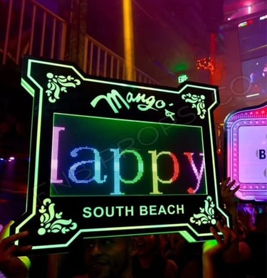 Tabletop bar props with LED illuminated sign