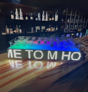 Nightclub LED sign board with party props
