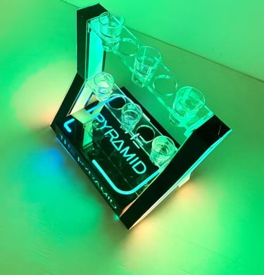 LED lighted sign with barware and props
