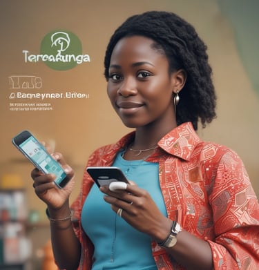 A smiling entrepreneur discussing with clients in a café.