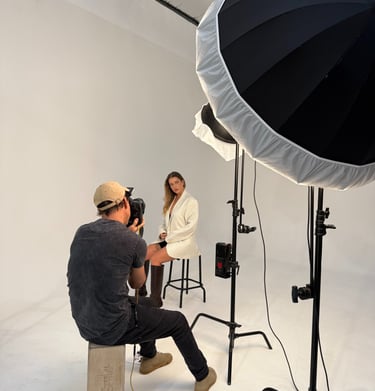 fashion shoot utilizing cyclorama wall and infinity cove