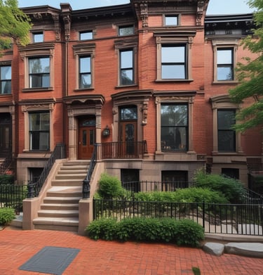 A luxurious multi-story residential building with a waterfront location, surrounded by palm trees and clear blue water. The architecture is elegant with arched windows and a light color palette.