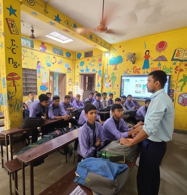 VBSS teachers and students celebrating Diwali with colors and creativity.