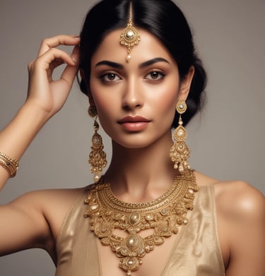 A pair of statement earrings resting beside fresh flowers in natural light.