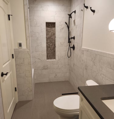 new bathroom curb less shower pan