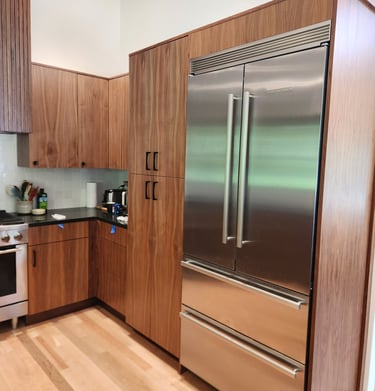 new kitchen with stainless steel refer