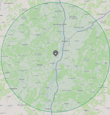carte 50 kilomètres de la Voulte-sur-Rhône