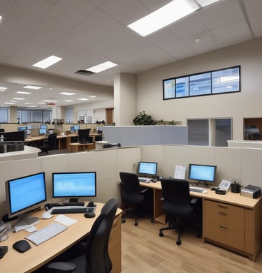 Conference room setting with a team discussing business strategies.