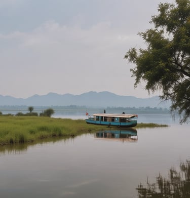 An aerial view of the Meghna River showcasing its winding beauty.