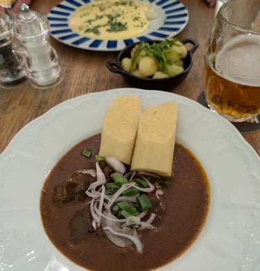 Traditional Czech goulash, a hearty meal in Prague