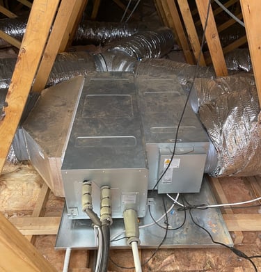 Samsungs ducted reverse cycle air conditioning indoor unit with ductwork in ceiling space