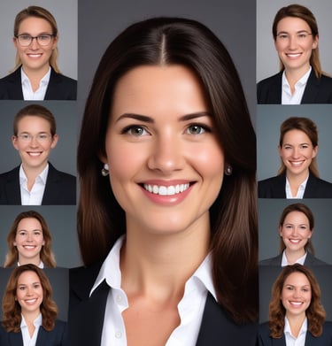 A headshot of a diverse team of professionals posing together.