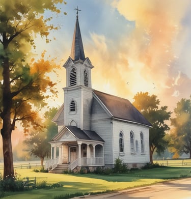 A peaceful outdoor setting for a worship event, highlighting nature and faith.