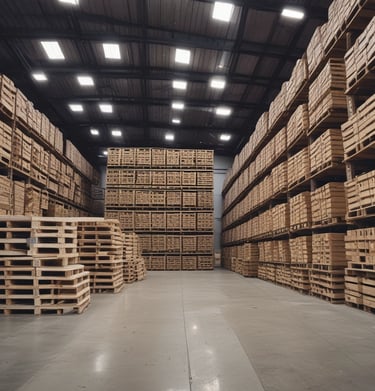 A delivery truck loaded with various pallets ready for transport.