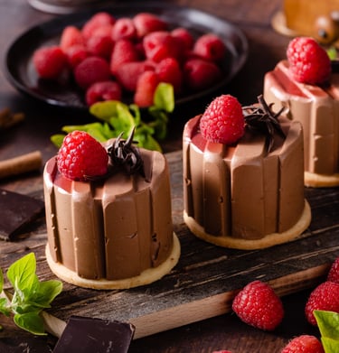 Tiramisú de frutos rojos con trozos de chocolate
