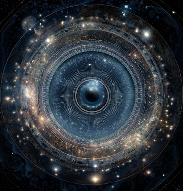 a large eye looking into a spiralle with a large eyeball