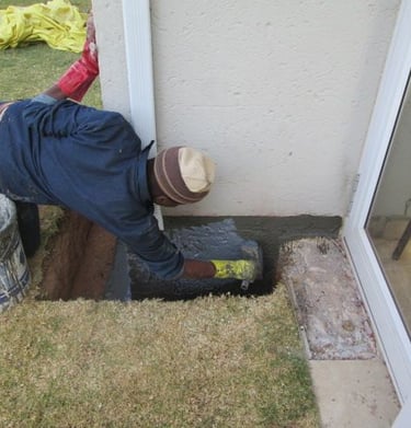 Specialized sealer coat application for foundation layer bricks below ground level to prevent ingress, Randburg