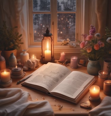 A beautifully illustrated page from a guided journal filled with soft colors.