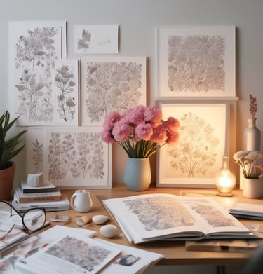 An inviting scene of a person coloring in a book surrounded by nature.