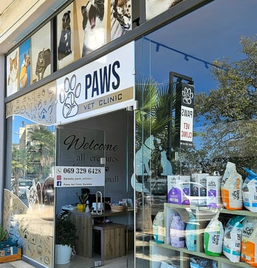 Photo of Paws Vet Clinic shop front.