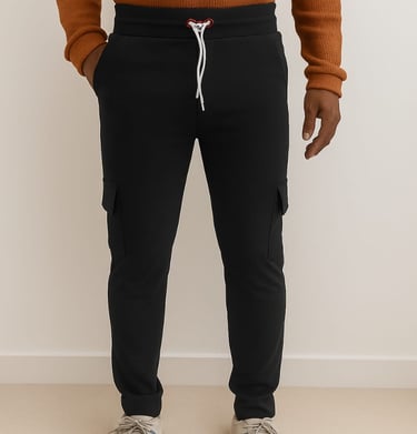 “Swatej Dry Fit Cargo pant for men, lightweight breathable fabric, black color”