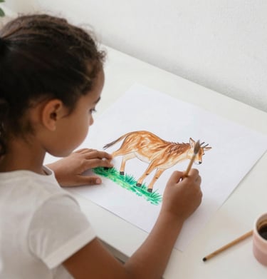 Close-up of colorful activity sheets featuring Bible characters and stories.