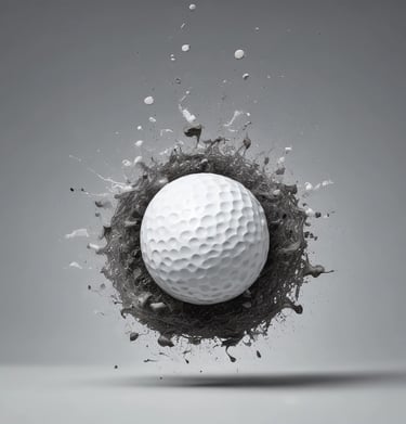 A smiling student holding a golf club, celebrating a successful swing.