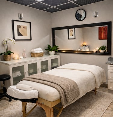 Relaxing Massage therapy room at Aveira Spa Calgary