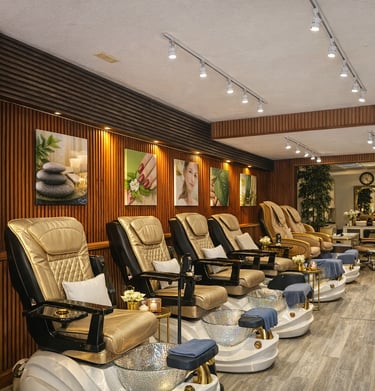 Modern pedicure chairs at Aveira Spa & Wellness