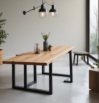 Custom-made office desk with ergonomic design and natural wood finish.