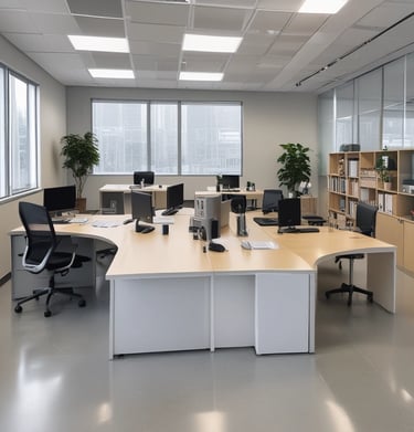 A dedicated cleaner polishing glass windows letting in warm sunlight.