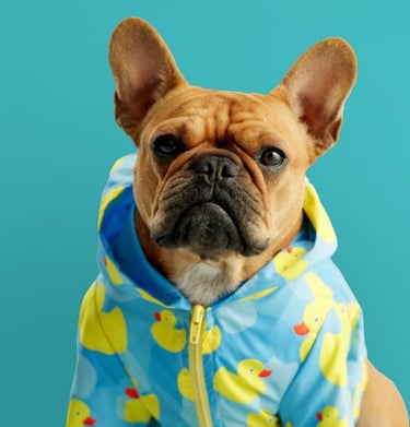 Perro con sudadera de gorro con estampado de patos