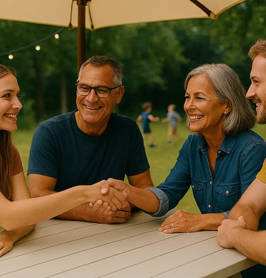 Ouders ontmoeten elkaar bij BuitenBasis in het Schoterbos in Haarlem Noord