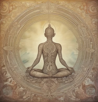 A peaceful outdoor yoga practice under a clear blue sky surrounded by nature.