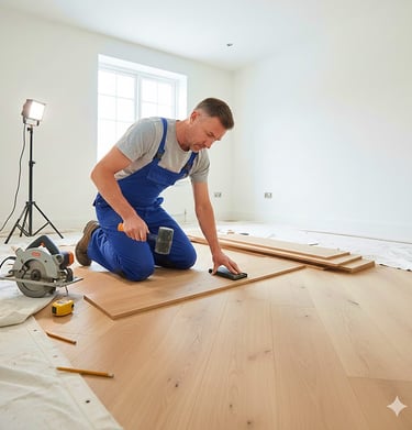 Pose parquet dans chambre par P.S.Immo